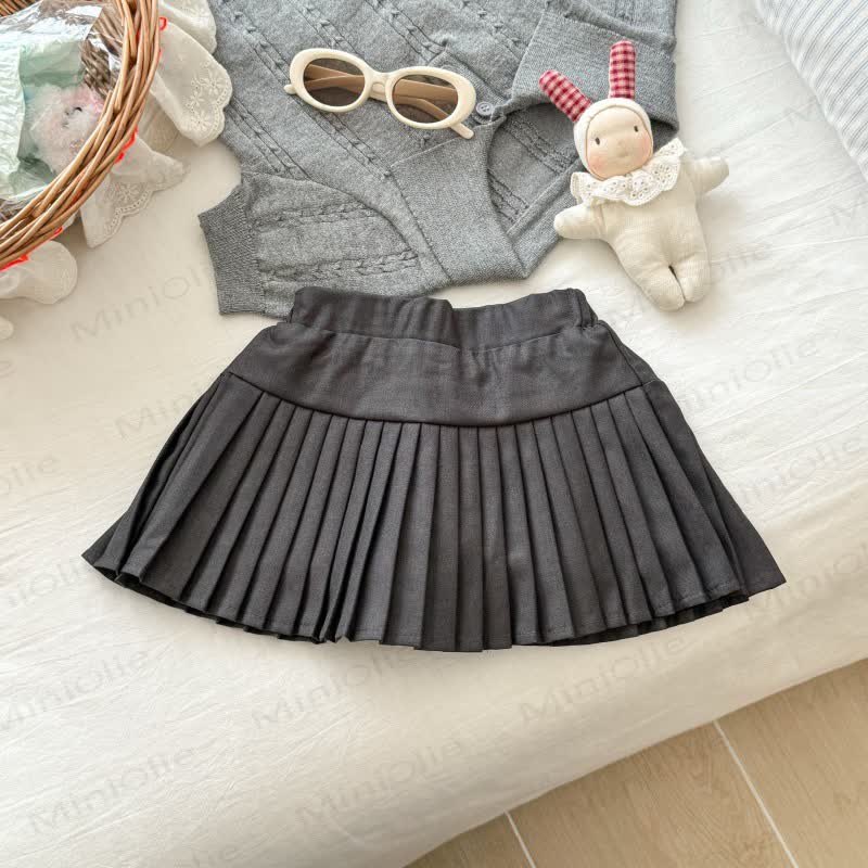 Toddler Girl Gray Knit Polo Tee and Skirt 2-piece Set - image 5
