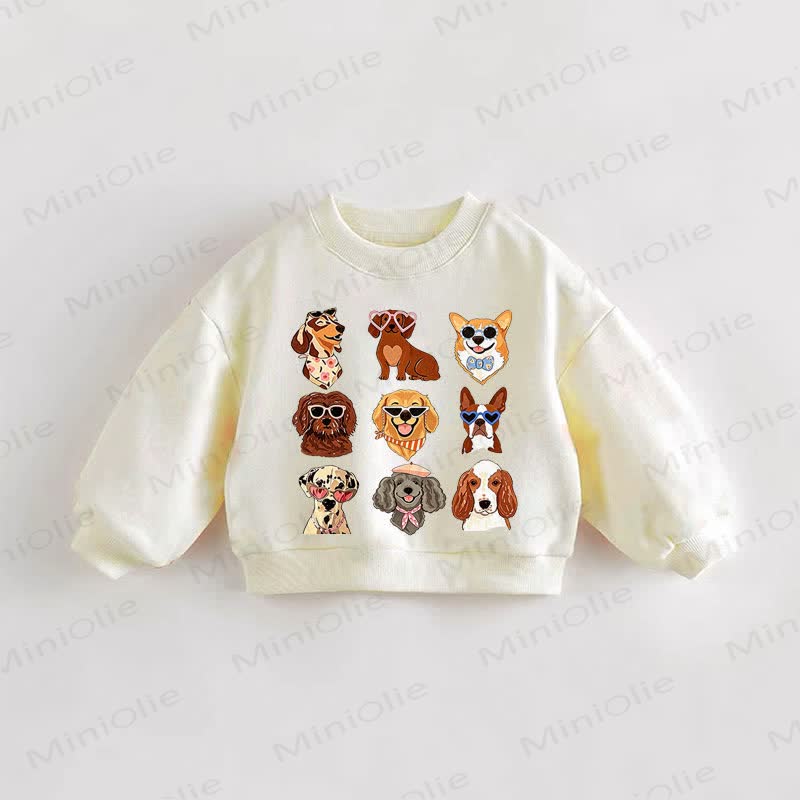 Baby Toddler Dog Print Cream Sweatshirt - Cream - 3-5T - image 1