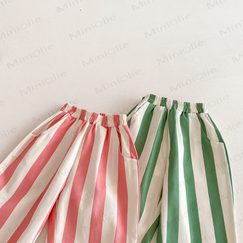 Baby Toddler Vertical Striped Elastic Waist Pants - image 5