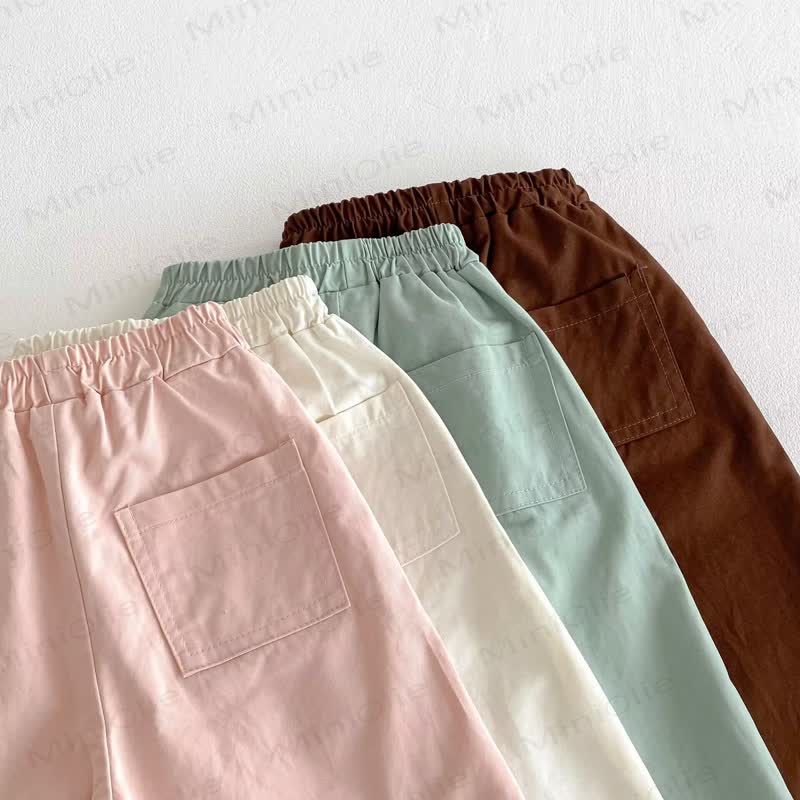 Toddler Baby Solid Color Pocket Pull On Pants - image 7