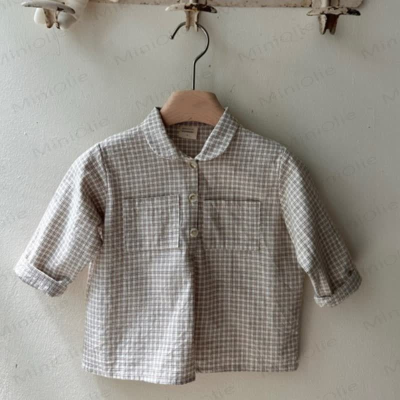 Toddler Baby Vintage Pliad Shirt/Corduroy Overall - Beige Shirt - 4-5T - image 3
