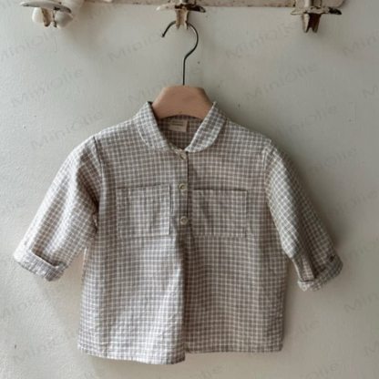 Toddler Baby Vintage Pliad Shirt/Corduroy Overall - Beige Shirt - 4-5T - image 3
