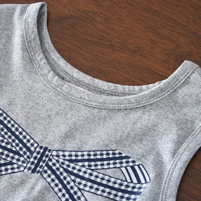 Toddler Girl Bow Print Ruffle Sleeveless Top and Plaid Pants 2-piece Set - image 3