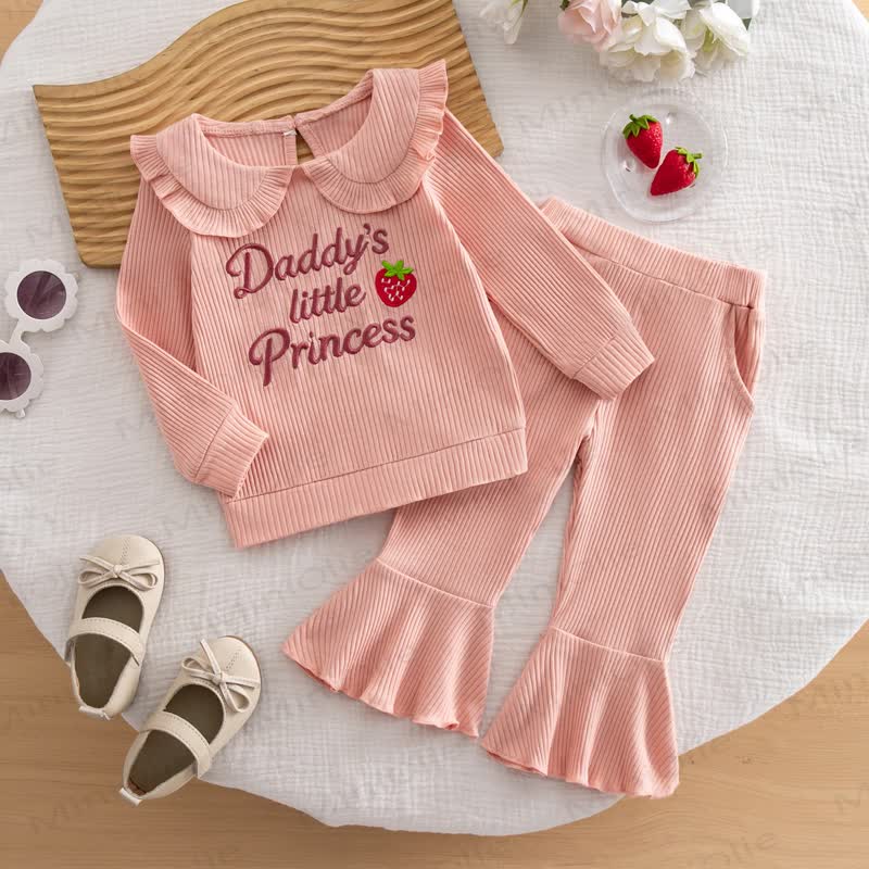 DADDY'S LITTLE PRINCESS Baby Toddler Pink Strawberry Ruffle Collar Top and Pants 2-piece Set - Pink - 3-4Y - image 1