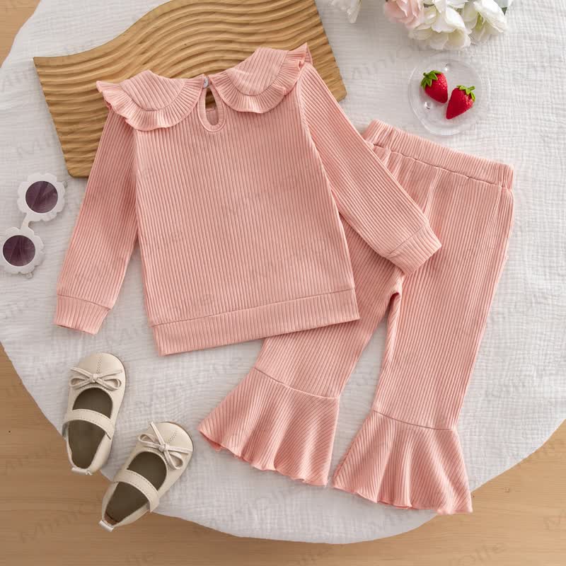 DADDY'S LITTLE PRINCESS Baby Toddler Pink Strawberry Ruffle Collar Top and Pants 2-piece Set - image 2