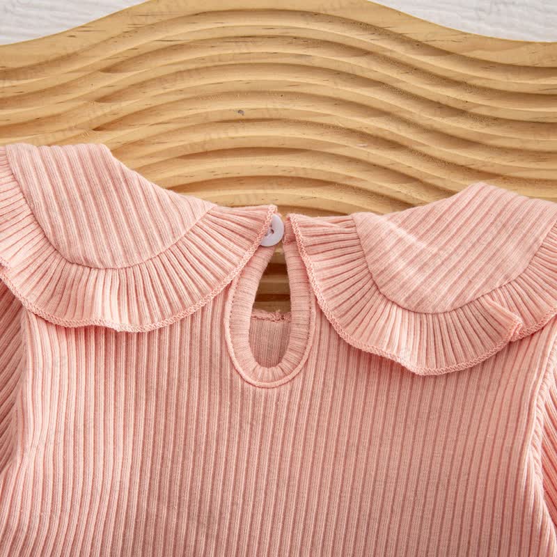 DADDY'S LITTLE PRINCESS Baby Toddler Pink Strawberry Ruffle Collar Top and Pants 2-piece Set - image 4