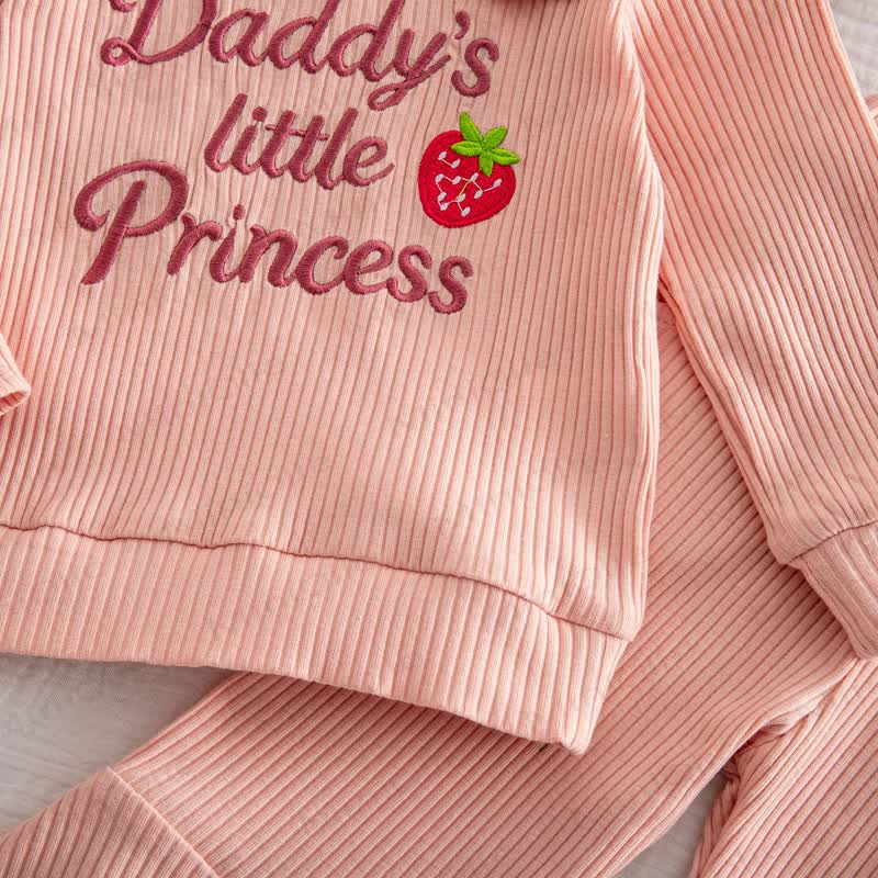 DADDY'S LITTLE PRINCESS Baby Toddler Pink Strawberry Ruffle Collar Top and Pants 2-piece Set - image 6
