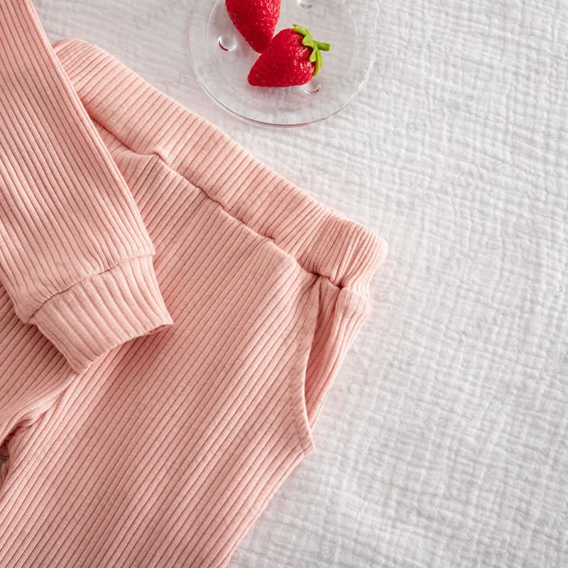 DADDY'S LITTLE PRINCESS Baby Toddler Pink Strawberry Ruffle Collar Top and Pants 2-piece Set - image 7