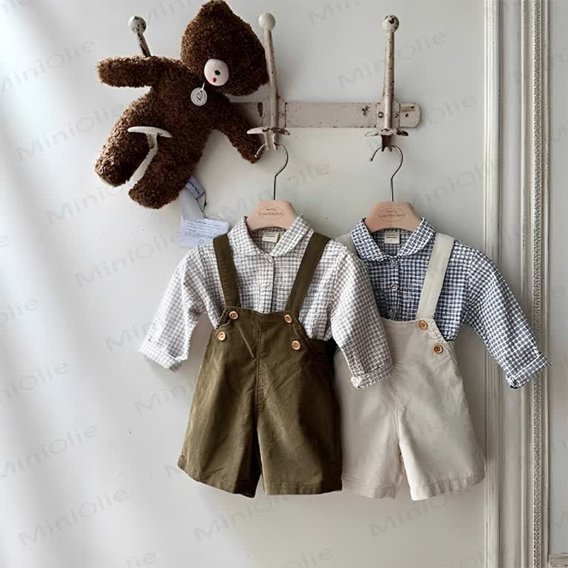 Toddler Baby Vintage Pliad Shirt/Corduroy Overall - image 1