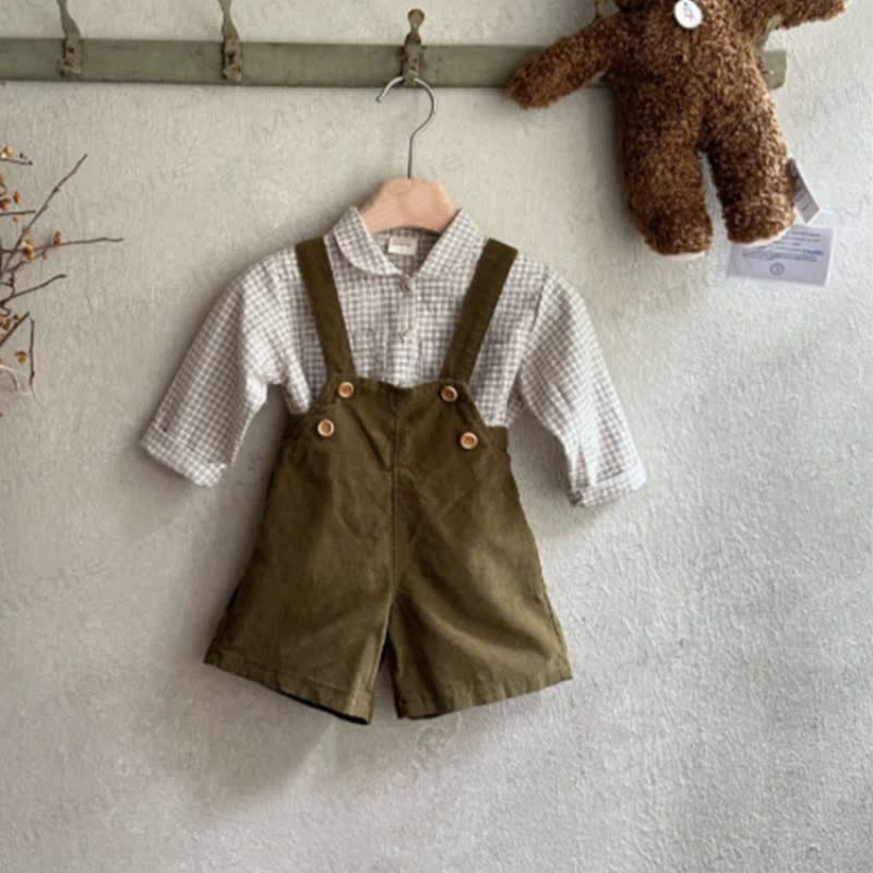 Toddler Baby Vintage Pliad Shirt/Corduroy Overall - image 8