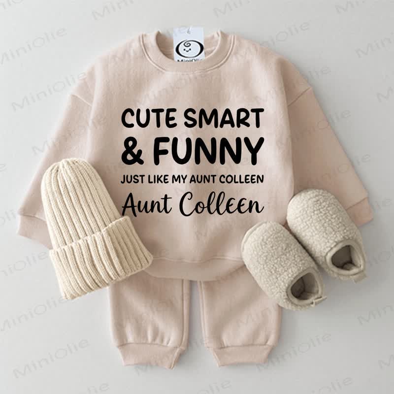CUTE SMART & FUNNY JUST LIKE MY AUNT COLLEEN AUNT COLLEEN Baby Beige Sweatshirt 2-piece Set - Beige - 2-3T - image 1