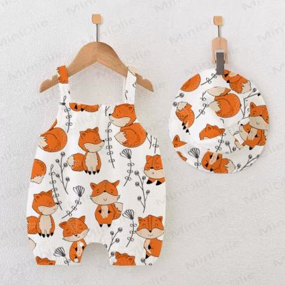Baby Fox and Flowers White Romper with Hat - White - 18-24M - image 1