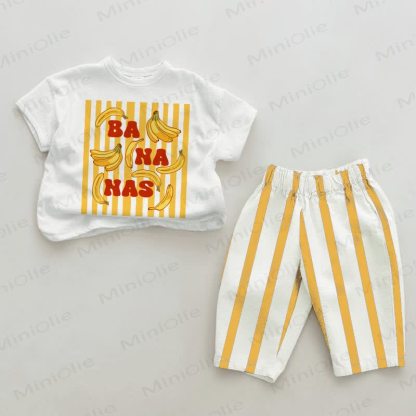 BANANAS Baby White&Yellow Vertical Striped 2-piece Set - White&Yellow - 2-3T - image 1