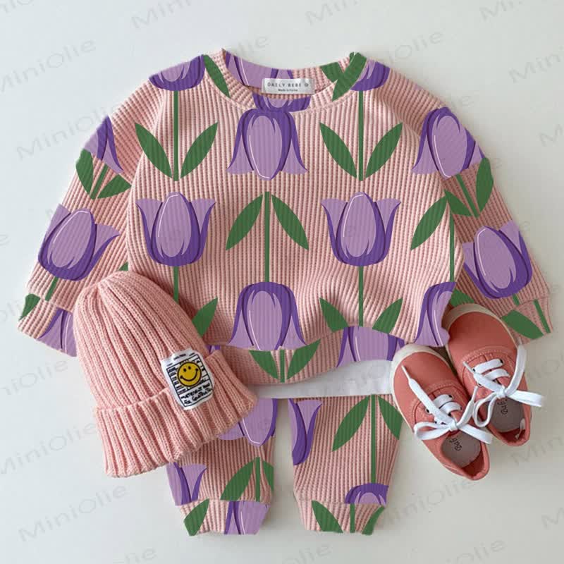 Baby Floral Print Waffle 2-piece Set - Pink - 2-3T - image 1