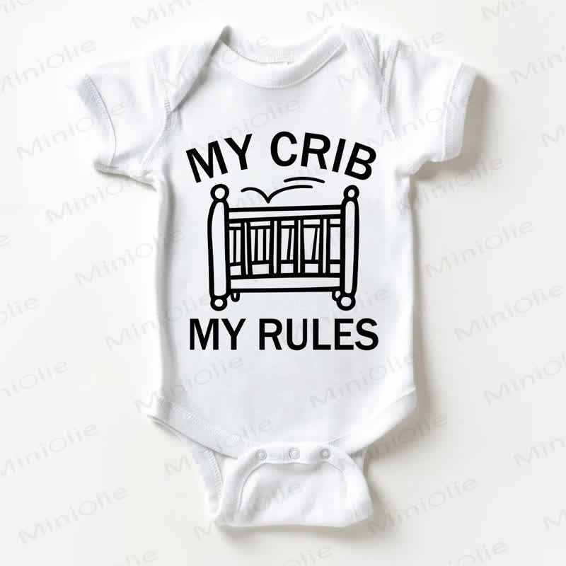 MY CRIB MY RULES Baby Slogan White Bodysuit - White - 18-24M - image 1