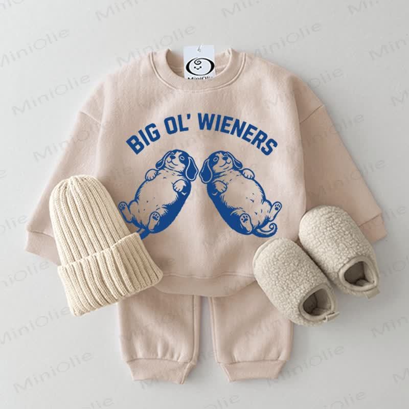 BIG OL' WIENERS Baby Beige Sweatshirt 2-piece Set - Beige - 2-3T - image 1