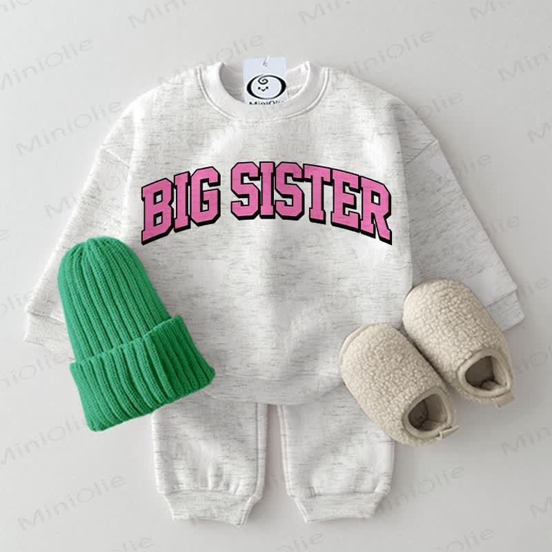 BIG SISTER Baby Light Grey 2-piece Sweatshirt Set - Light Grey - 2-3T - image 1