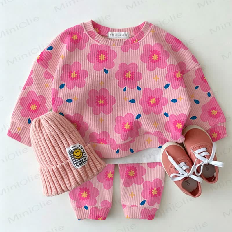 Baby Animal Print Waffle 2-piece Set - Pink - 2-3T - image 1