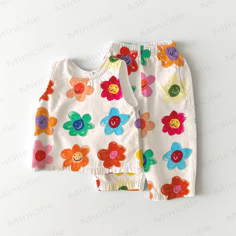 Baby Toddler Floral Print Top and Pants 2-piece Set - White - 3-4T - image 1
