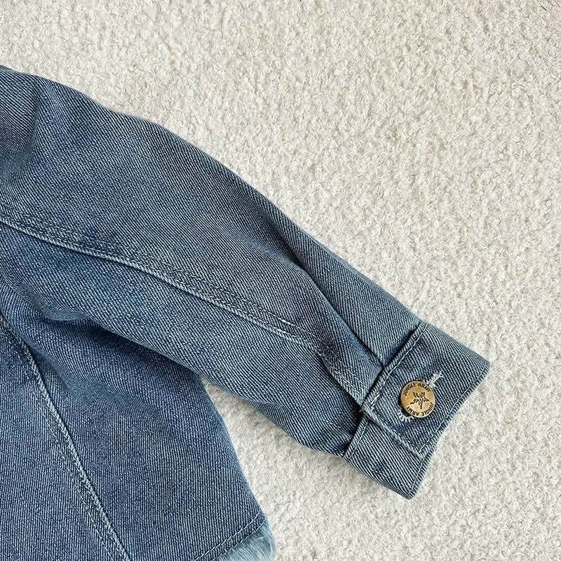 Toddler Girl Blue Frayed Denim Jacket and Skirt 2-piece Set - image 6