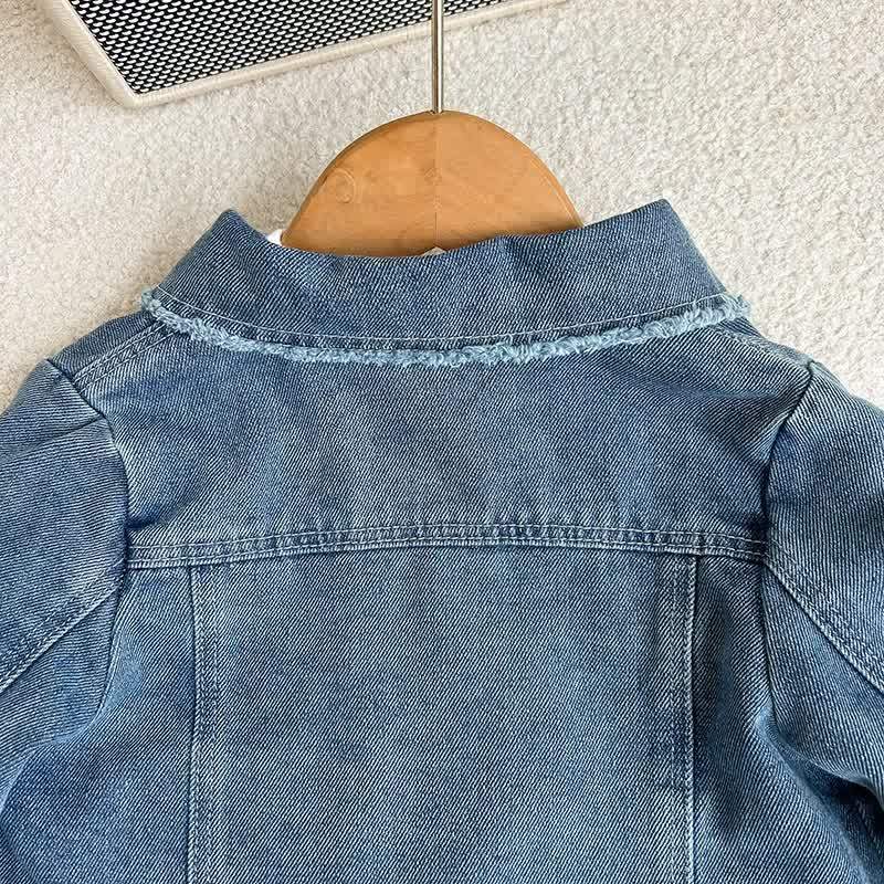 Toddler Girl Blue Frayed Denim Jacket and Skirt 2-piece Set - image 5
