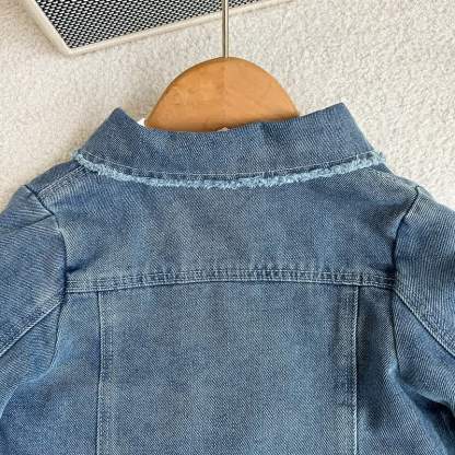 Toddler Girl Blue Frayed Denim Jacket and Skirt 2-piece Set - image 5
