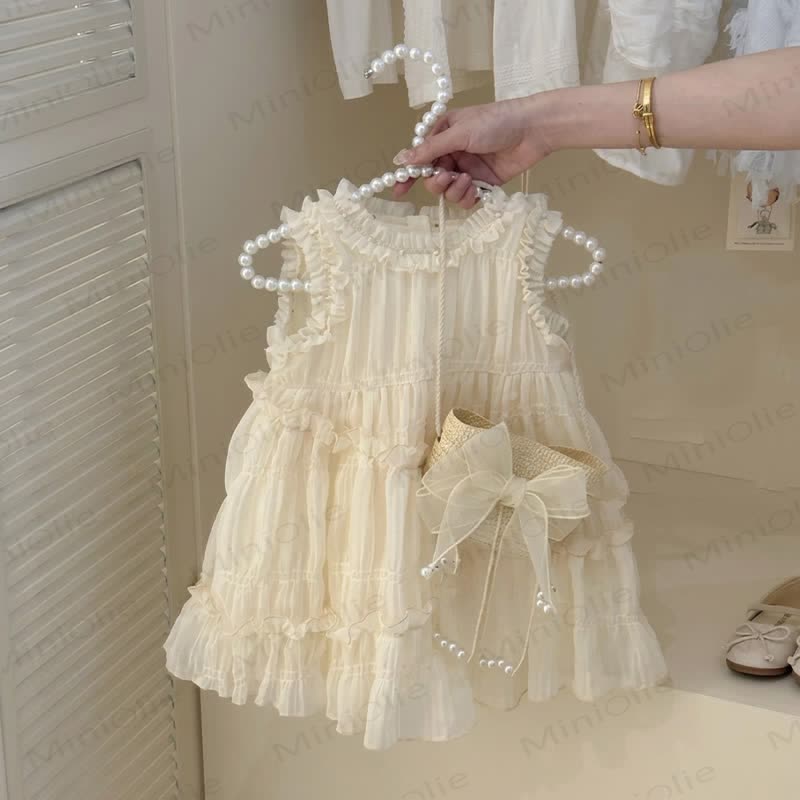 Toddler Baby Girl Sleeveless Tiered Dress - Beige - 8-9T - image 1