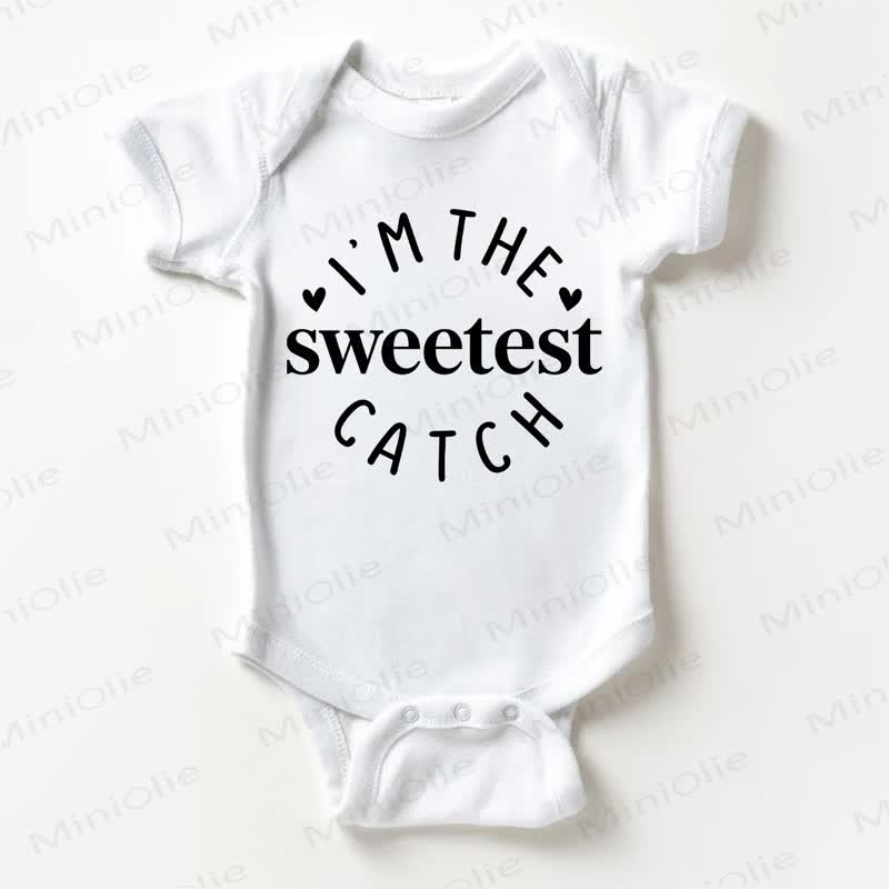 I'M THE SWEETEST CATCH Baby Slogan White Bodysuit - White - 18-24M - image 1