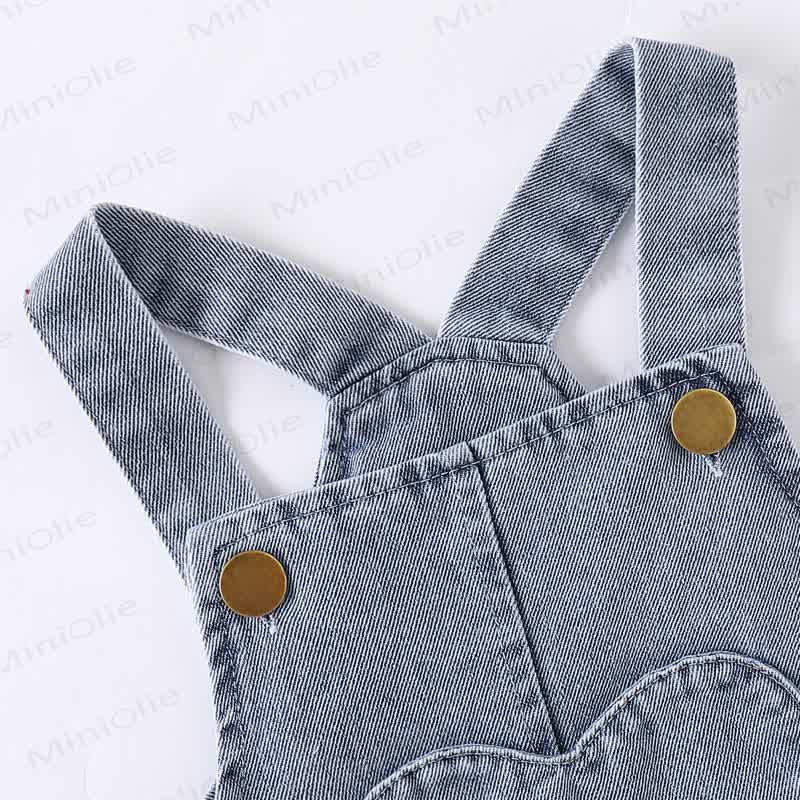 Baby Girl Sleeveless Top and Cherry Embroidered Denim Pinafore 2-piece Set - image 7