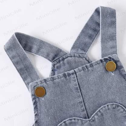 Baby Girl Sleeveless Top and Cherry Embroidered Denim Pinafore 2-piece Set - image 7