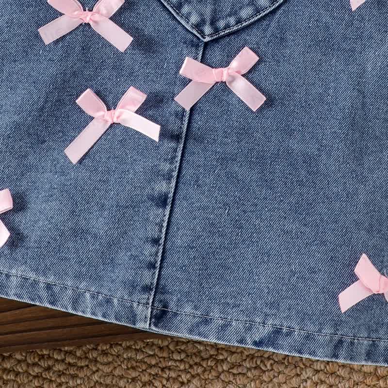 Baby Girl Long Sleeve Top and Heart Denim Pinafore 2-piece Set - image 6