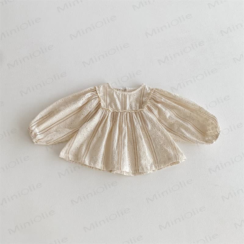 Baby Toddler Girl Lace Puff Sleeves T-Shirt - Beige - 2-3T - image 6
