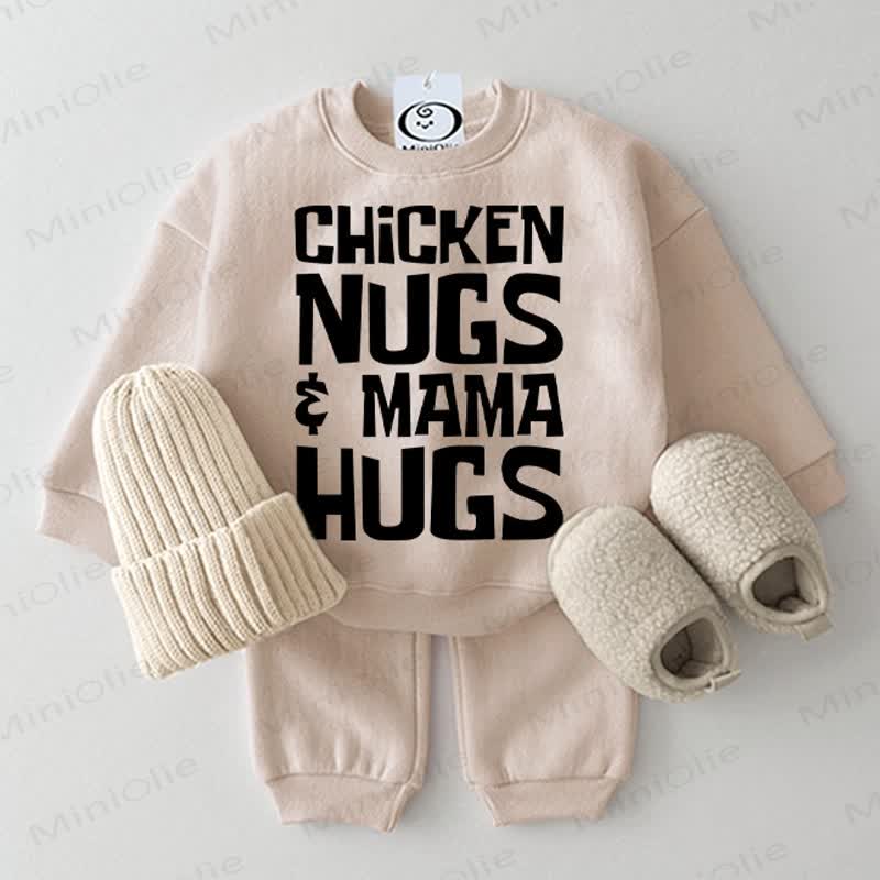 CHICKEN NUGS & MAMA HUGS Baby Beige 2-piece Set - Beige - 2-3T - image 1
