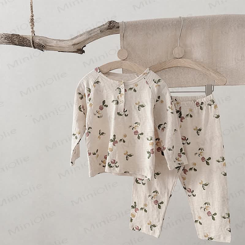 Toddler Baby Beige/Gray Cozy Pajama 2-piece Set - Beige Radish - 6-7T - image 2