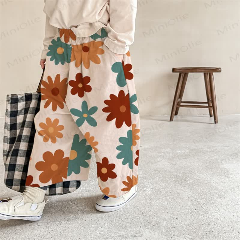 Baby Toddler Flower Print Beige Pants - Beige - 2-3T - image 1