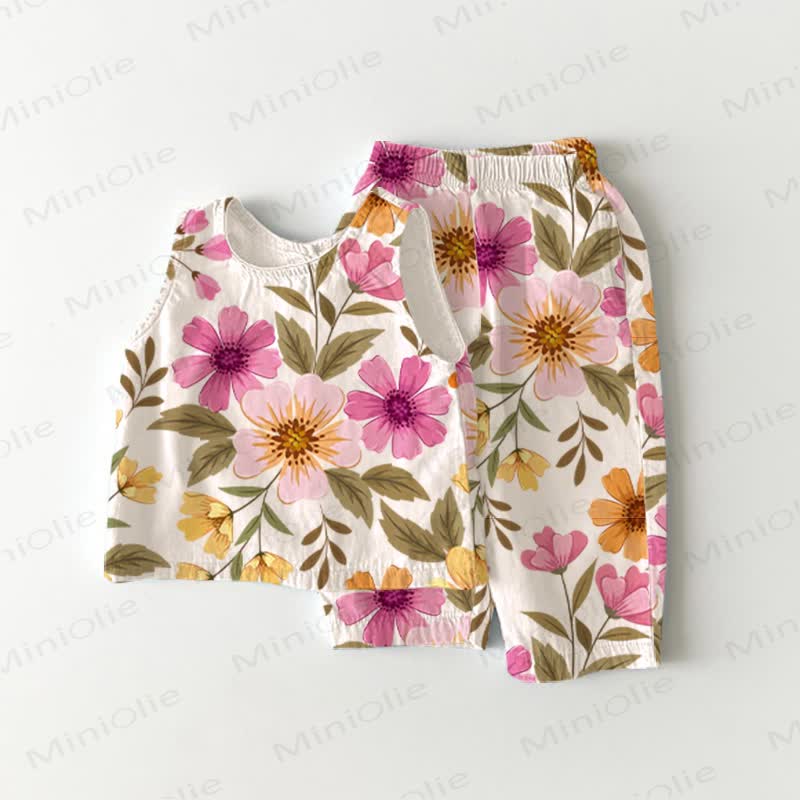 Baby Toddler Flower Print Top and Pants 2-piece Set - White - 3-4T - image 1