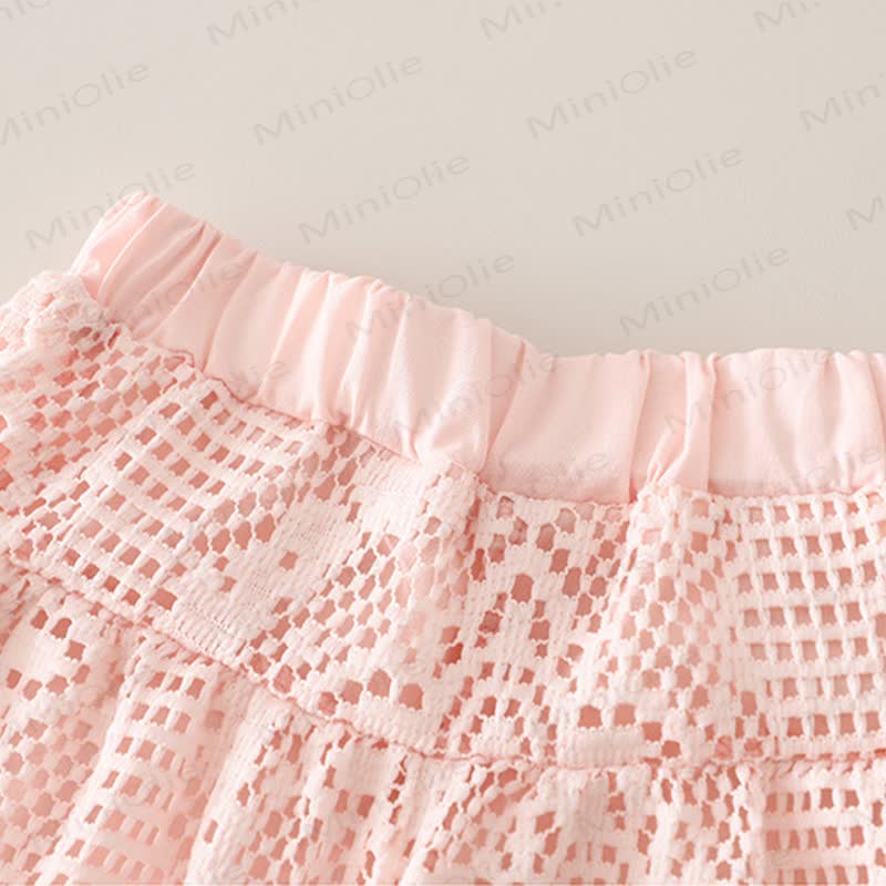 Toddler Baby Girl Crochet Lace Sleeveless Top and Shorts 2-piece Set with Bag - image 9