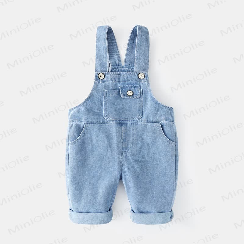 Baby Toddler Blue Denim Cuffed Overalls - Blue - 3-4T - image 1