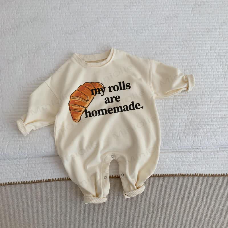 MY ROLLS ARE HOMEMADE. Baby Toddler Croissant Beige Romper - Beige - 2-3T - image 1