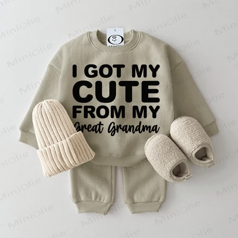I GOT MY CUTE FROM MY GREAT GRANDMA Baby Grey Green Sweatshirt 2-piece Set - Grey Green - 2-3T - image 1
