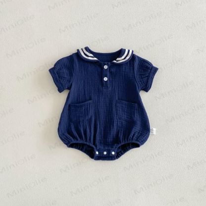 Baby Nautical Collar Pocket Bodysuit - Navy - 18-24M - image 13