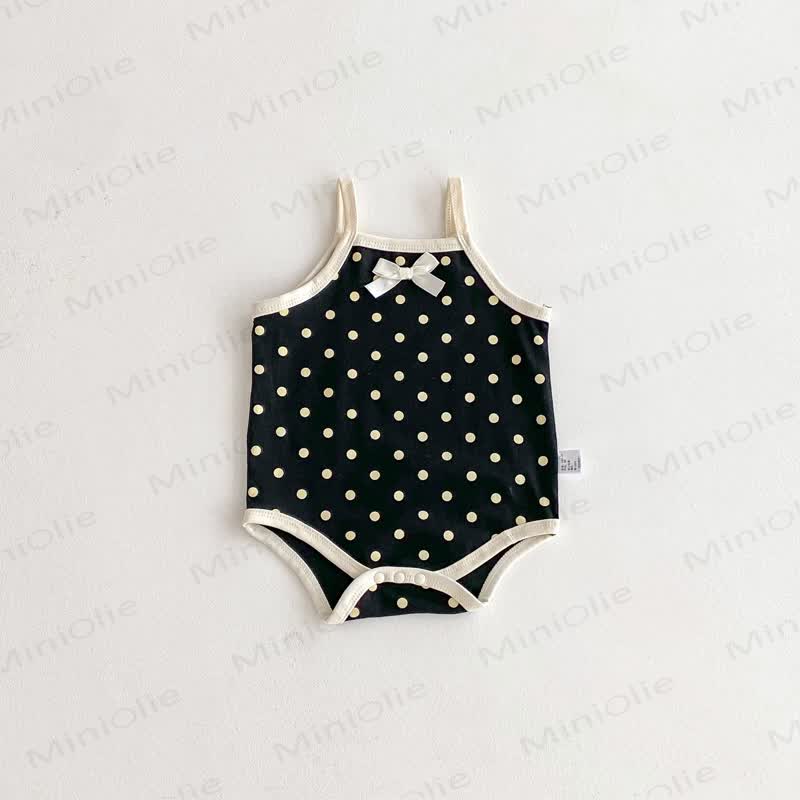 Baby Polka Dot Bow Sleeveless Bodysuit - Black - 18-24M - image 3