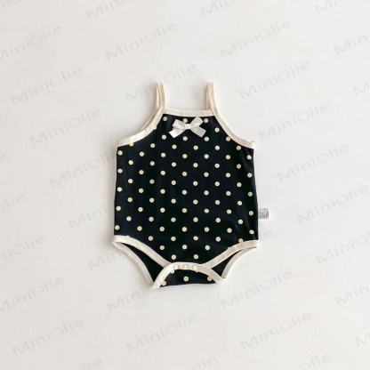 Baby Polka Dot Bow Sleeveless Bodysuit - Black - 18-24M - image 3
