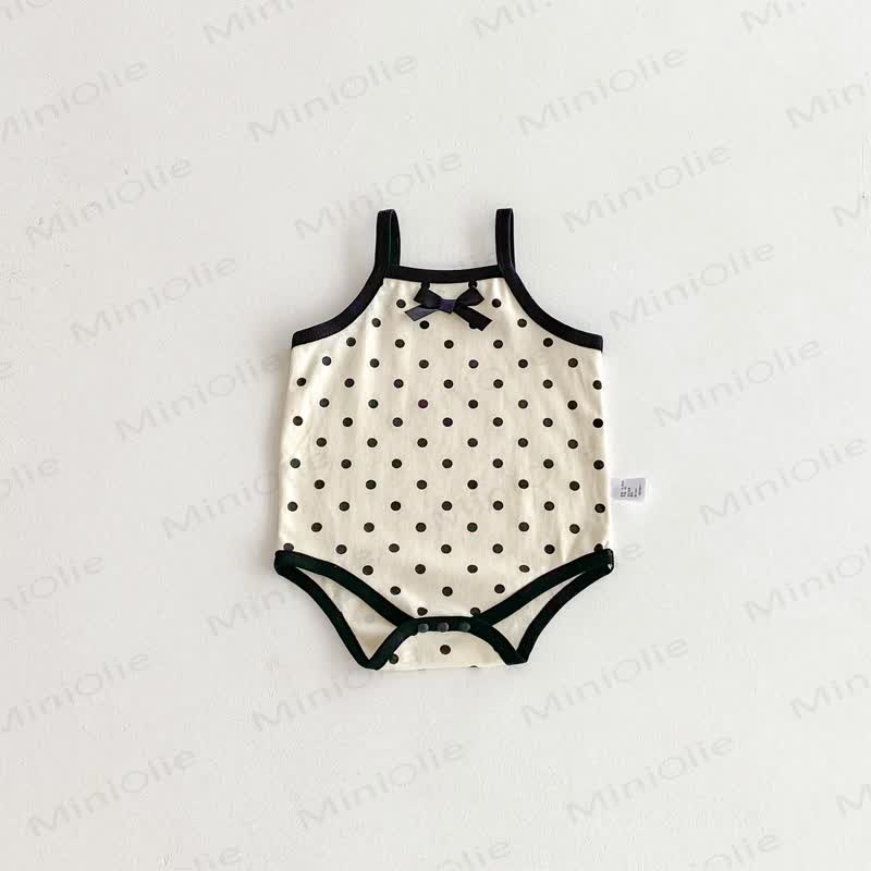 Baby Polka Dot Bow Sleeveless Bodysuit - Beige - 18-24M - image 4