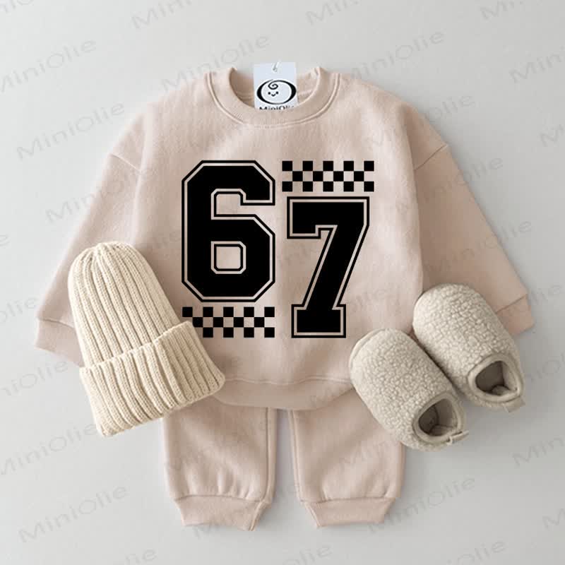 67 Baby Beige Sweatshirt 2-piece Set - Beige - 2-3T - image 1