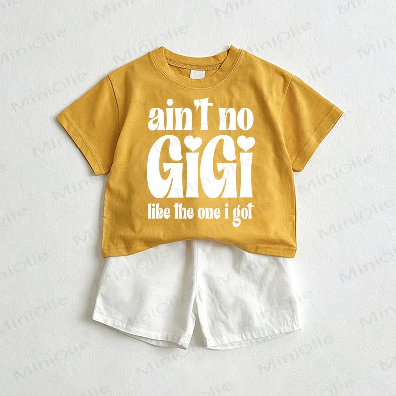 AIN'T NO GIGI LIKE THE ONE I GOT Baby Slogan Tee and Shorts 2-Piece Set - Yellow&White - 3-5T - image 1