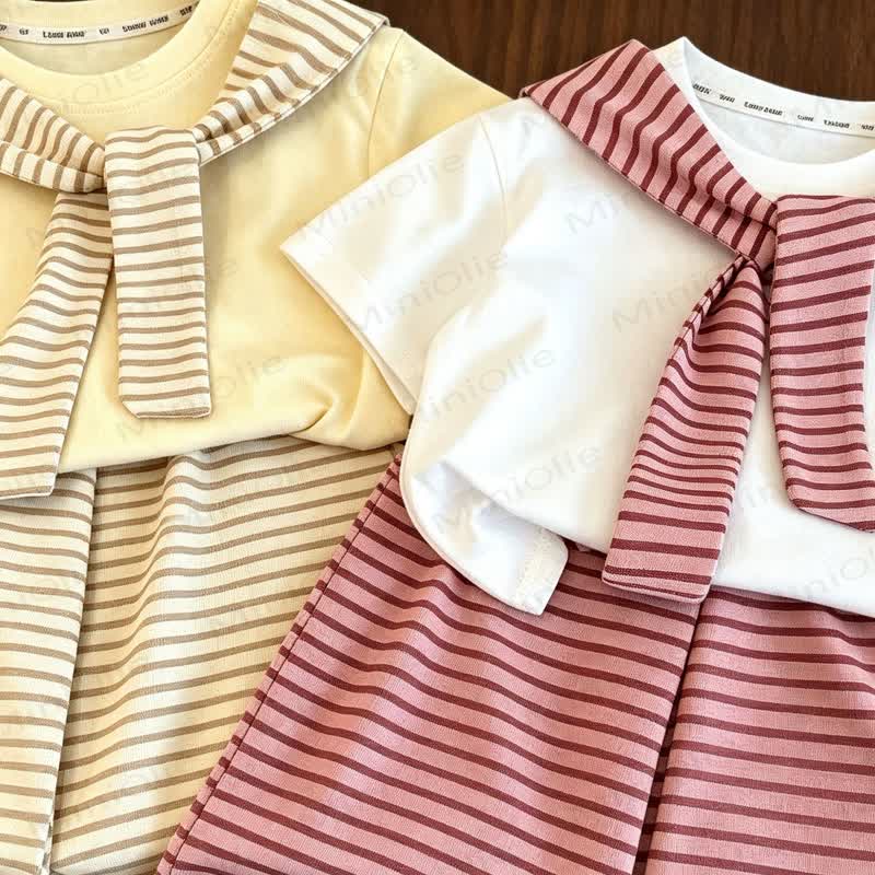 Toddler Girls Striped Layered Tee and Shorts 2-piece Set - image 4