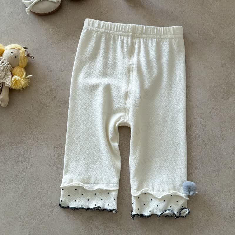 Baby Toddler Girl Polka Dot Ruffle Hem Leggings - Beige - 2-3T - image 2