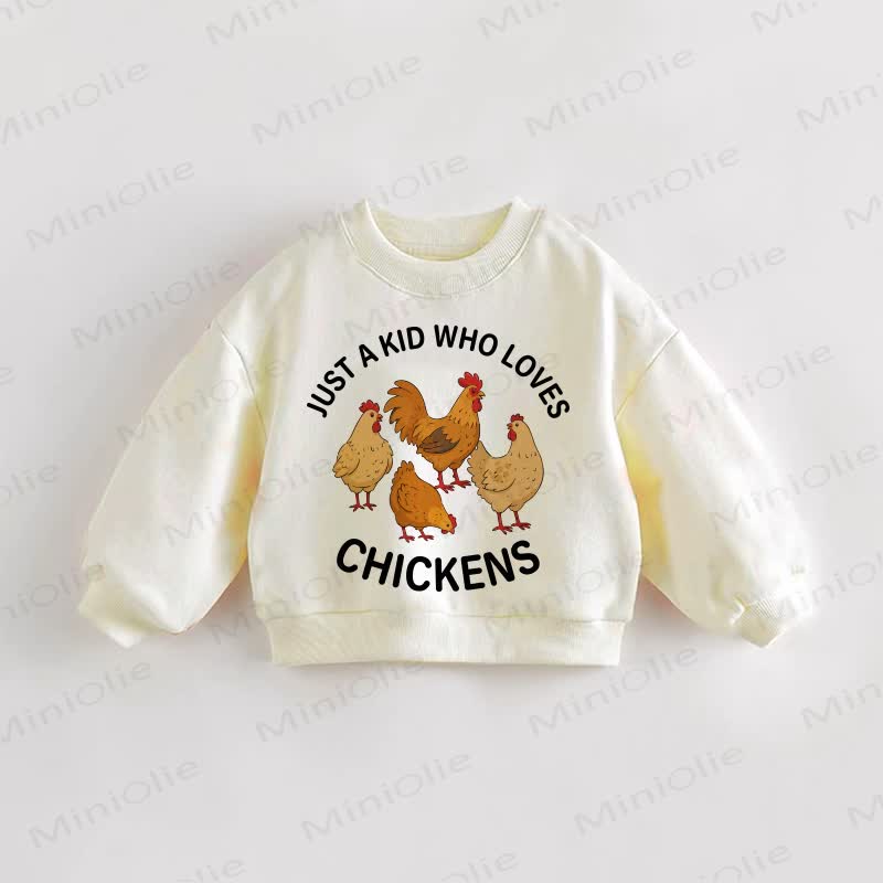 JUST A KID WHO LOVES CHICKENS Baby Toddler Cream Sweatshirt - Cream - 3-5T - image 1