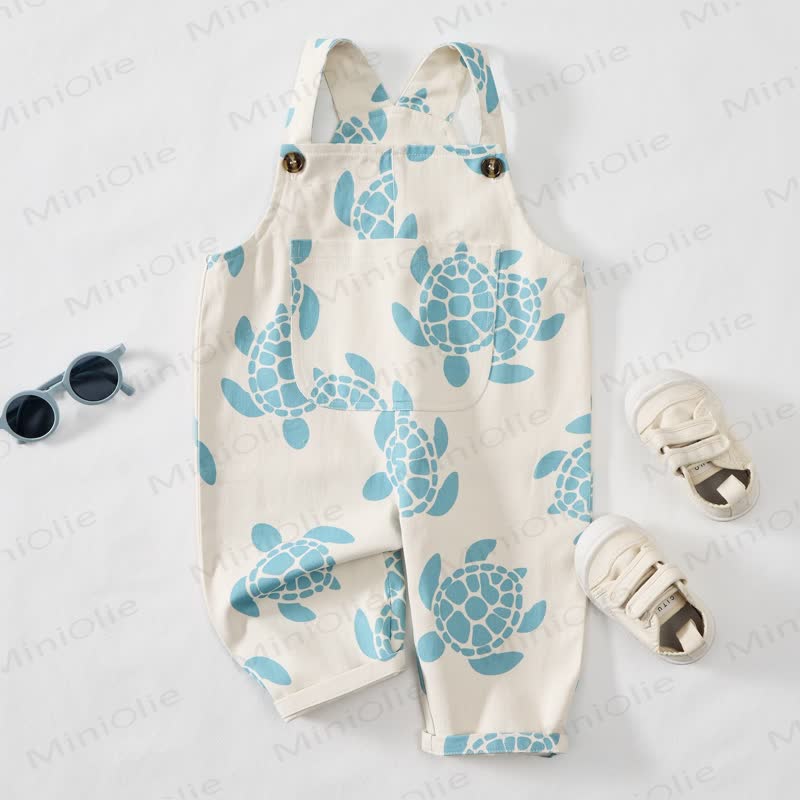 Baby Toddler Beige Sea Turtle Overalls - image 2